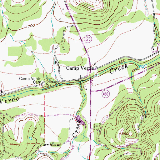 Topographic Map of Mico Creek, TX