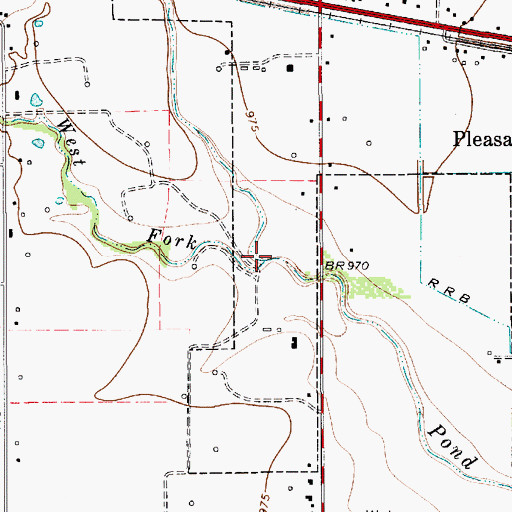 Topographic Map of Middle Fork Pond Creek, TX