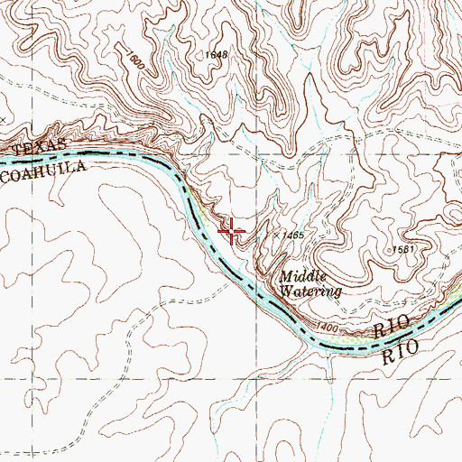 Topographic Map of Middle Watering, TX