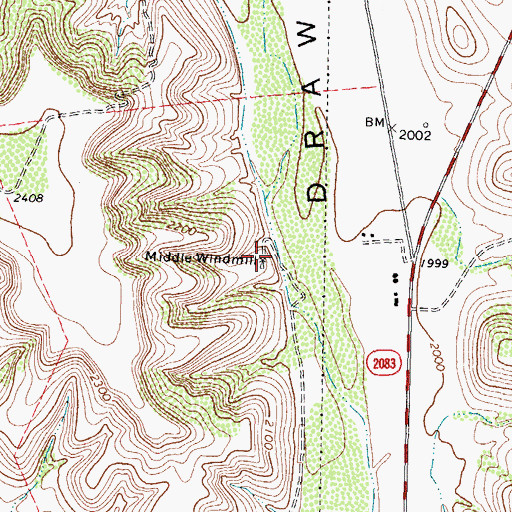 Topographic Map of Middle Windmill, TX