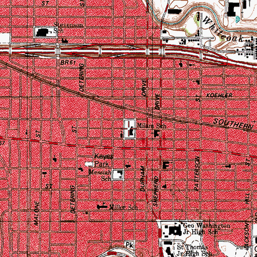 Topographic Map of Milam School, TX