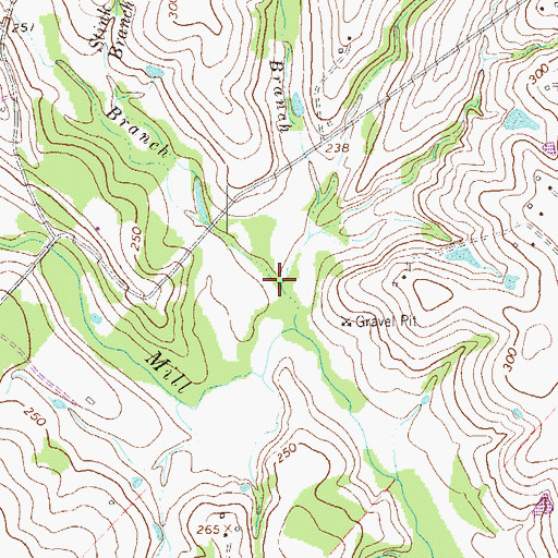 Topographic Map of Mill Branch, TX