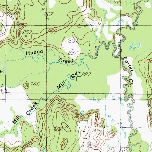 Topographic Map of Mill Creek, TX