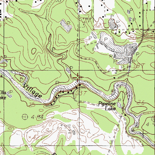 Topographic Map of Mill Creek, TX