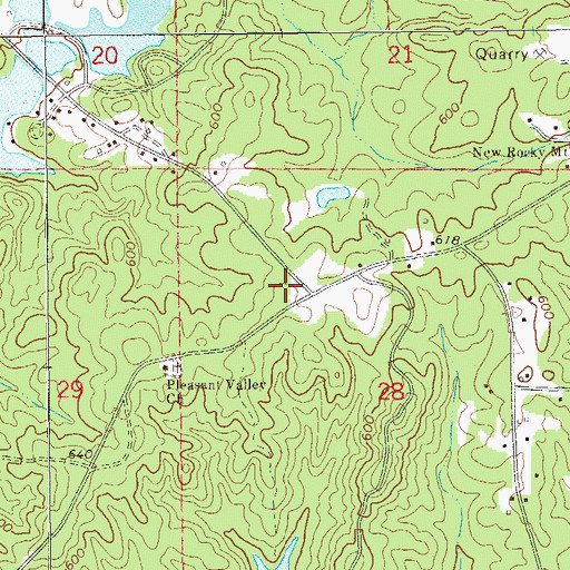 Topographic Map of Old Rocky Mount Cemetery, AL