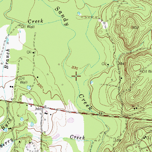 Topographic Map of Mill Creek, TX