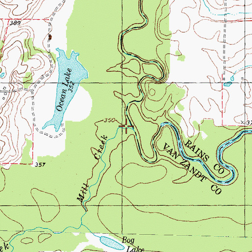 Topographic Map of Mill Creek, TX