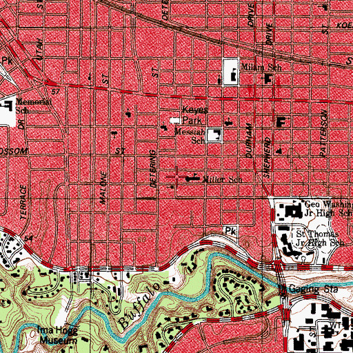 Topographic Map of Miller School, TX