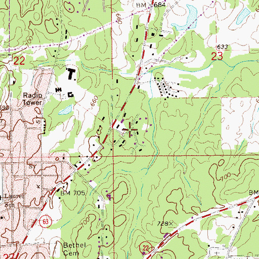Topographic Map of Parish Hills, AL