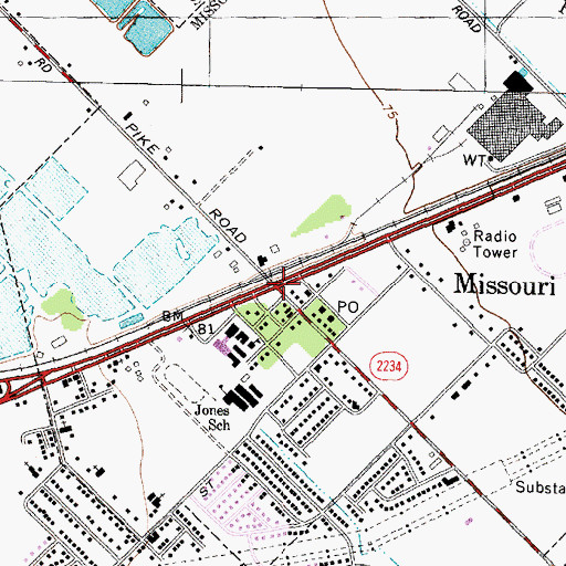 Topographic Map of Missouri City, TX