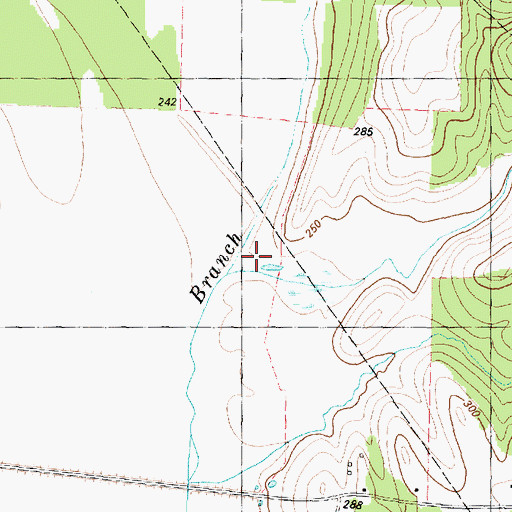 Topographic Map of Mitchell Branch, TX