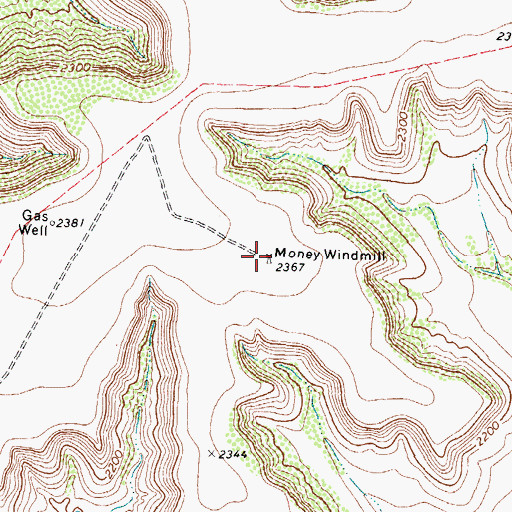 Topographic Map of Money Windmill, TX