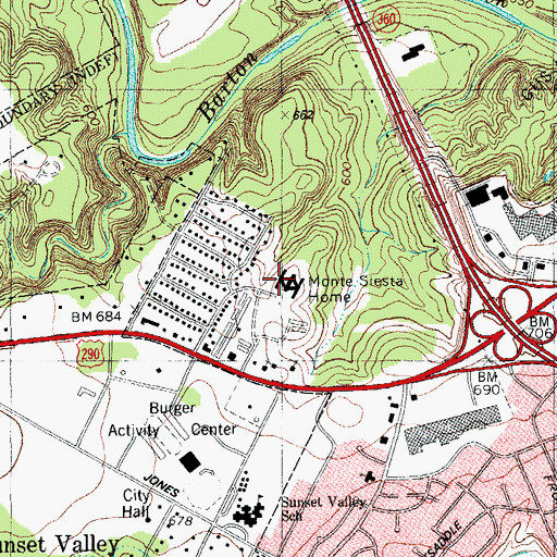 Topographic Map of Monte Siesta Home, TX