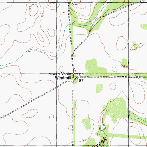 Topographic Map of Monte Verde Windmill, TX