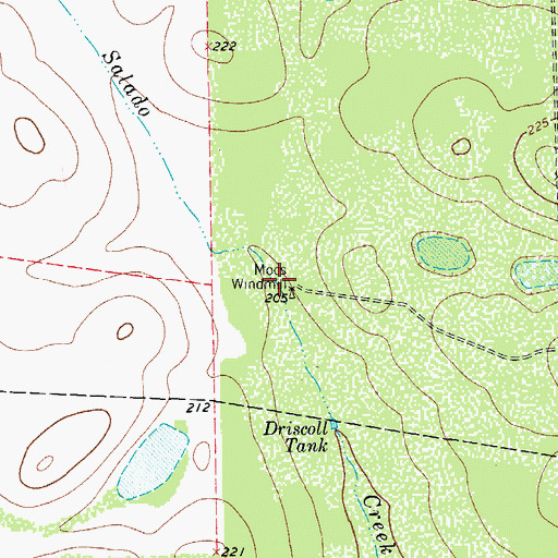 Topographic Map of Moos Windmill, TX