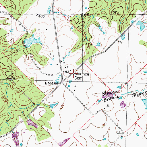 Topographic Map of Morince Cemetery, TX