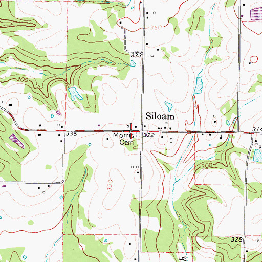 Topographic Map of Morris Cemetery, TX