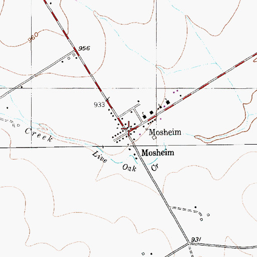 Topographic Map of Mosheim, TX