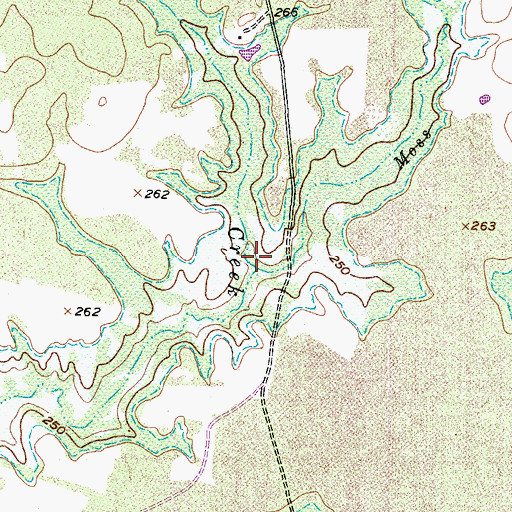 Topographic Map of Moss Creek, TX