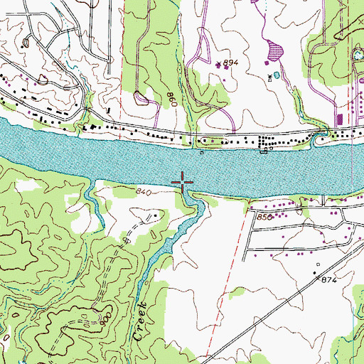 Topographic Map of Moss Creek, TX