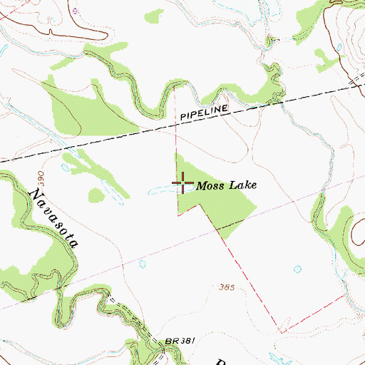 Topographic Map of Moss Lake, TX