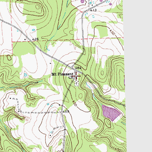 Topographic Map of Mount Pleasant Church, TX