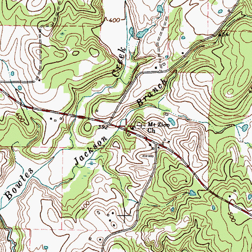 Topographic Map of Mount Zion Church, TX