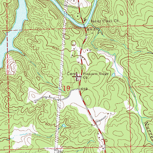 Topographic Map of Pleasant Ridge Cemetery, AL