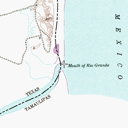 Topographic Map of Mouth of Rio Grande, TX