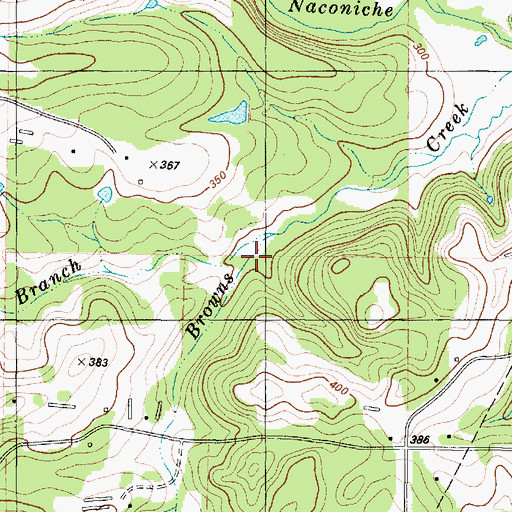 Topographic Map of Mud Branch, TX