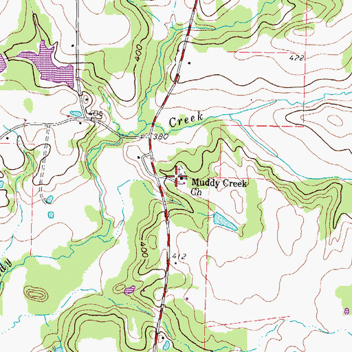 Topographic Map of Muddy Creek Church, TX