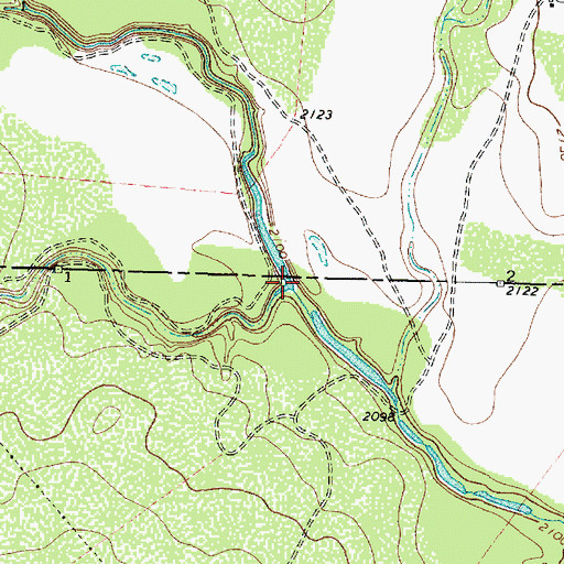 Topographic Map of Mulberry Creek, TX