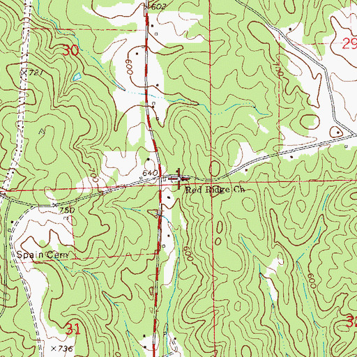 Topographic Map of Red Ridge Cemetery, AL