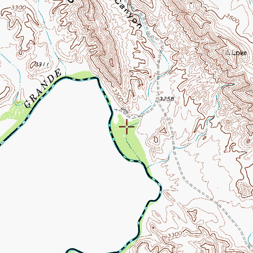 Topographic Map of Mule Canyon, TX