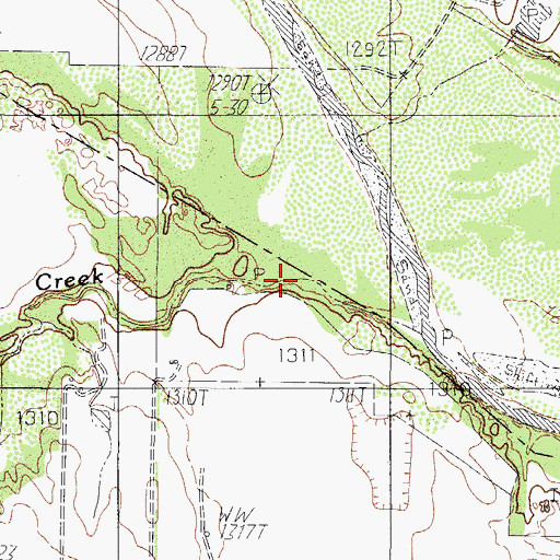 Topographic Map of Mule Creek, TX
