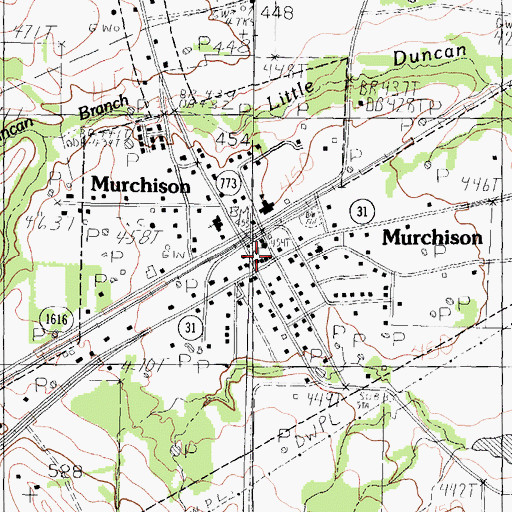 Topographic Map of Murchison, TX