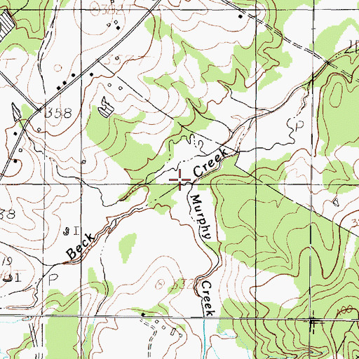 Topographic Map of Murphy Creek, TX