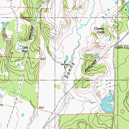 Topographic Map of Muscadine Branch, TX