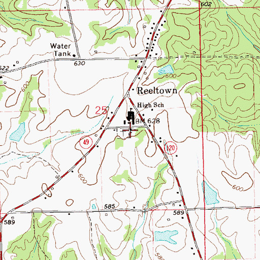 Topographic Map of Reeltown Church, AL
