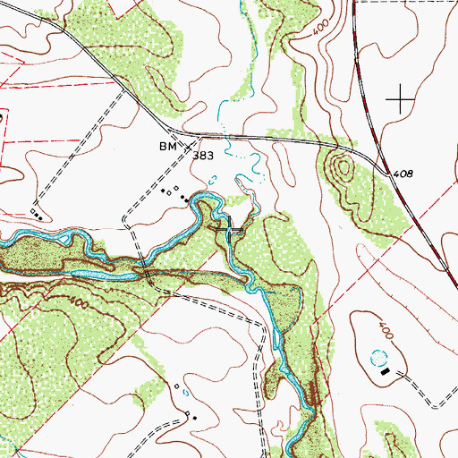 Topographic Map of Mustang Creek, TX
