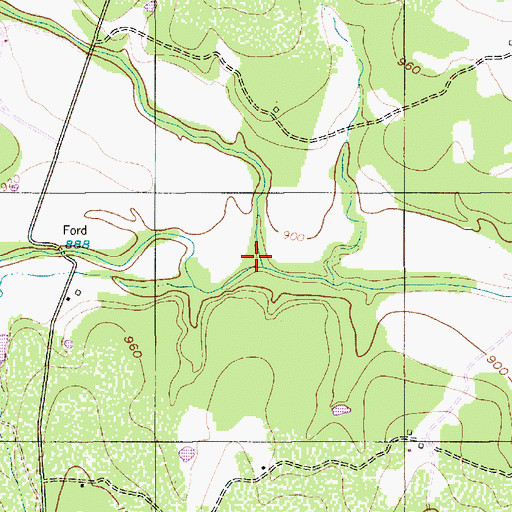 Topographic Map of Mustang Creek, TX