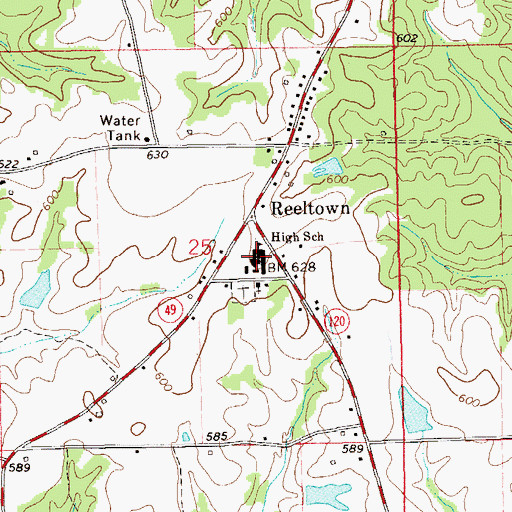 Topographic Map of Reeltown High School, AL
