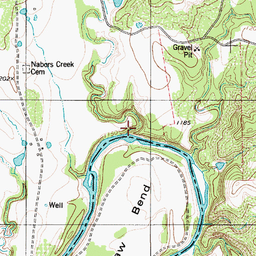 Topographic Map of Nabors Creek, TX