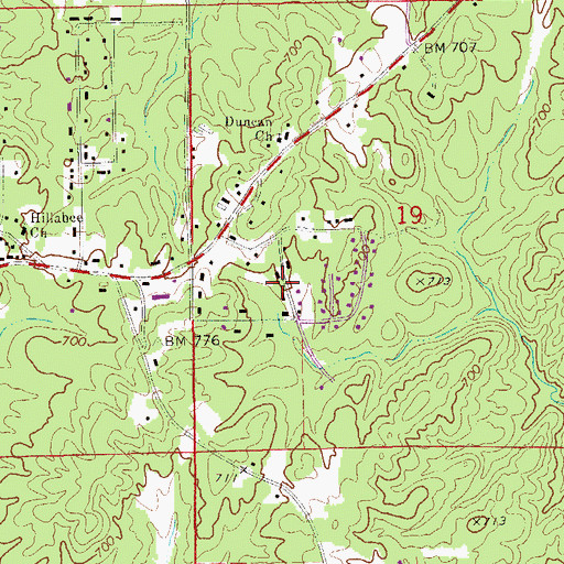 Topographic Map of Reeves, AL