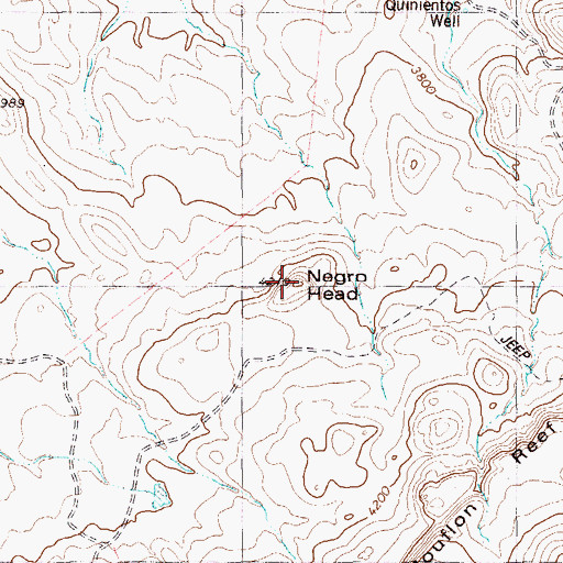 Topographic Map of Negro Head, TX