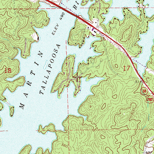 Topographic Map of River Bend, AL