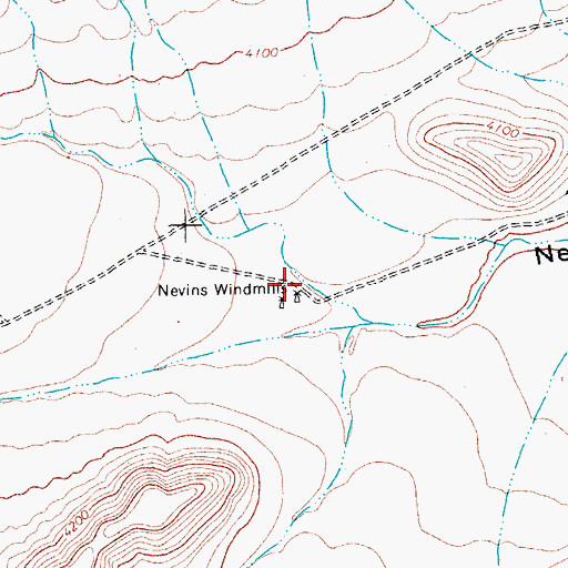 Topographic Map of Nevins Windmills, TX