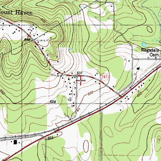Topographic Map of New Prospect Church, TX