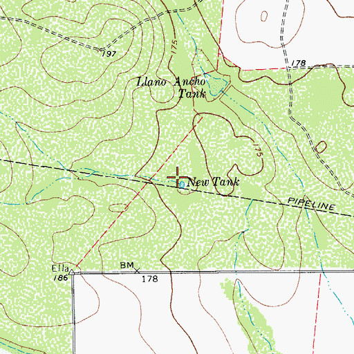 Topographic Map of New Tank, TX