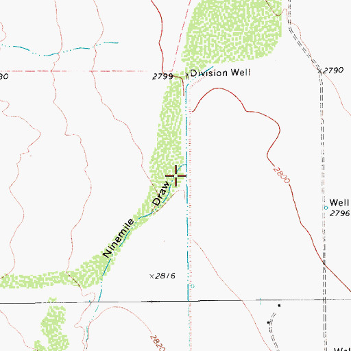 Topographic Map of Ninemile Draw, TX